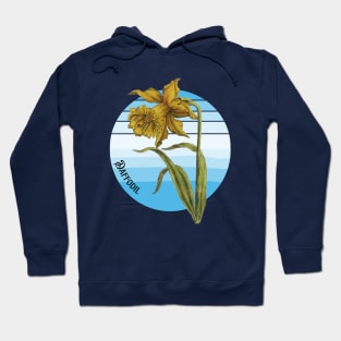 Vintage Botanical Flower Illustration Spring Daffodil Hoodie